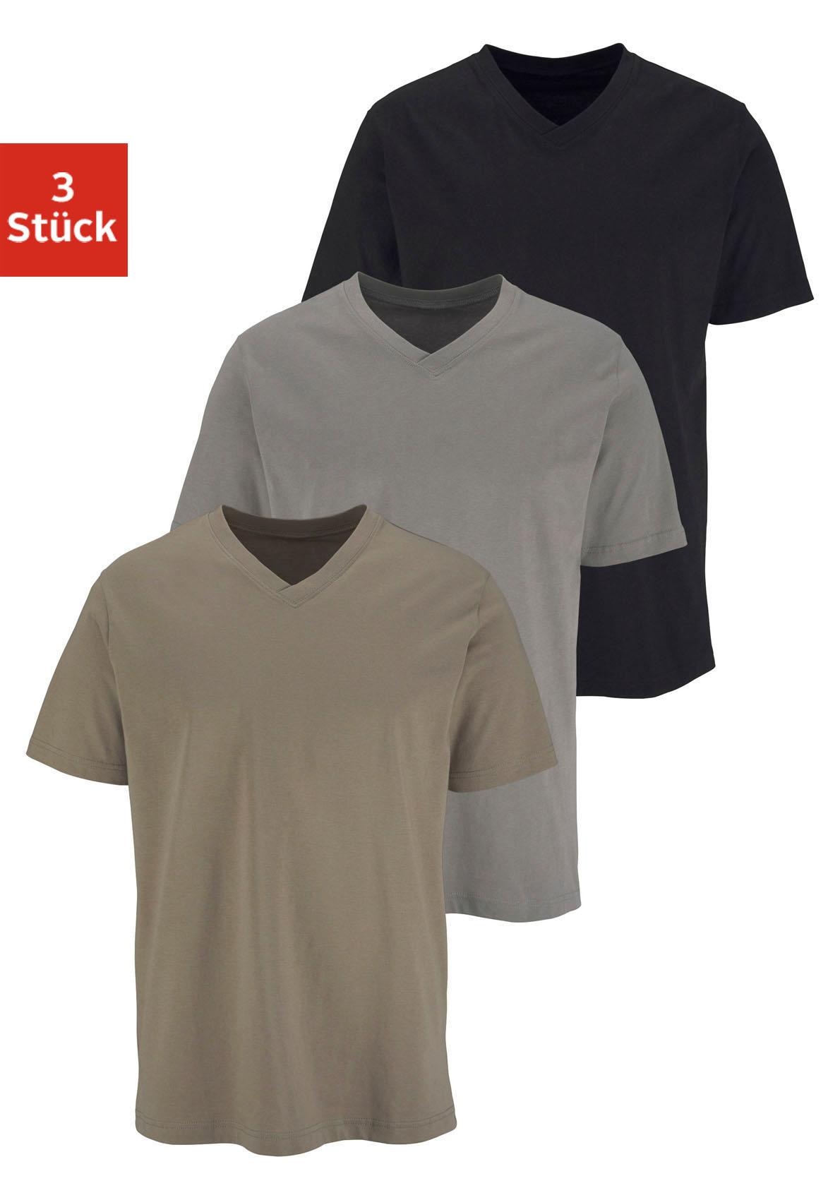H.I.S T-Shirt, 3 Stk. mit V-Ausschnitt aus Baumwolle, Unterhemd, T-Shirt