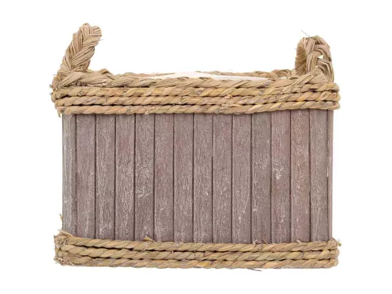 Ensemble de 3 paniers ovales en bois gris