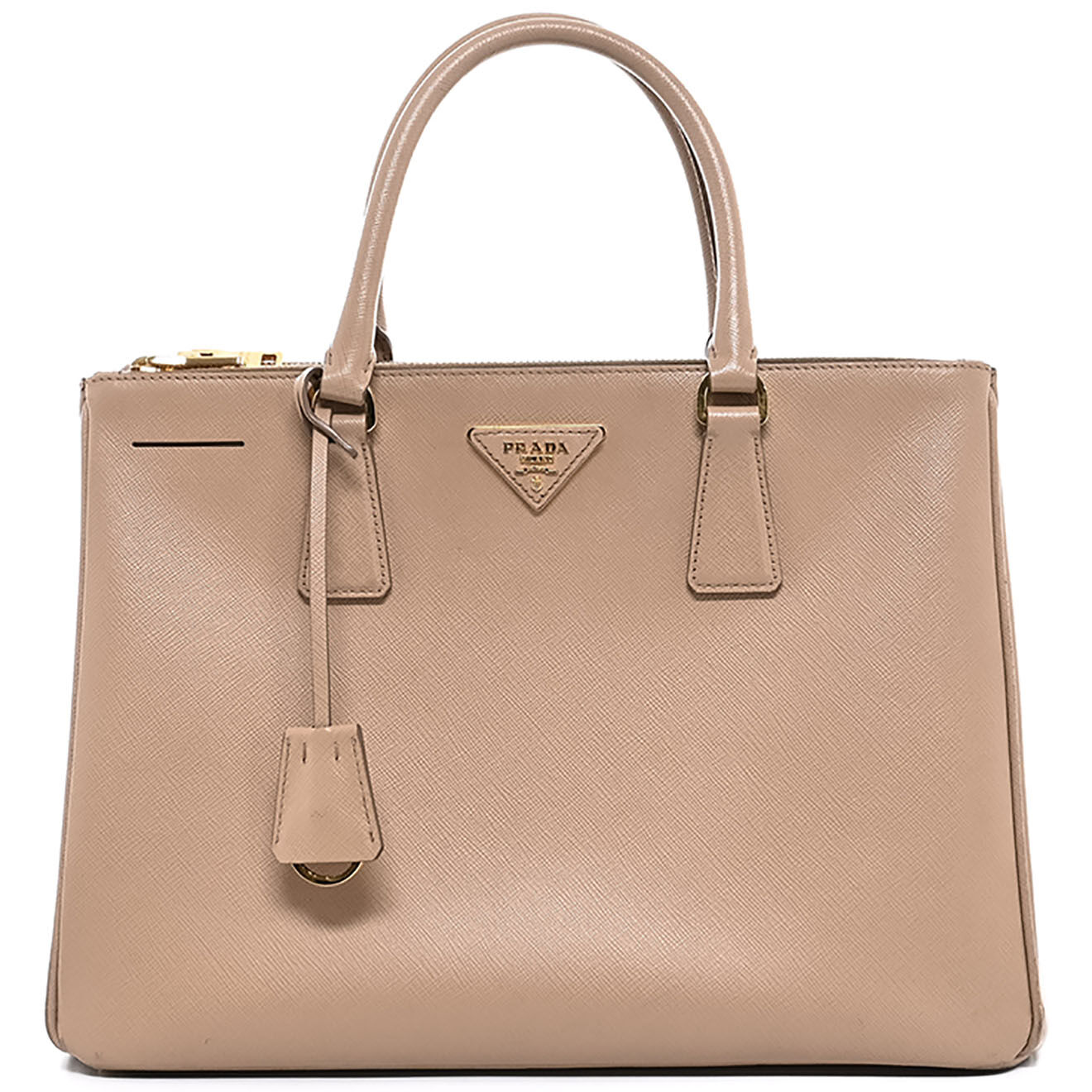 Prada Sac à main Galleria en Cuir beige - Bon état - L.34 cm