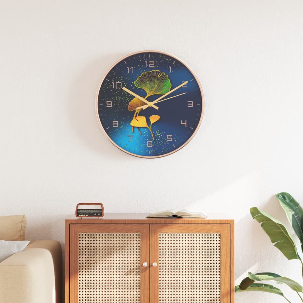vidaXL Wandklok, goud en blauw, Ø29,5 cm, polystyreen en glas