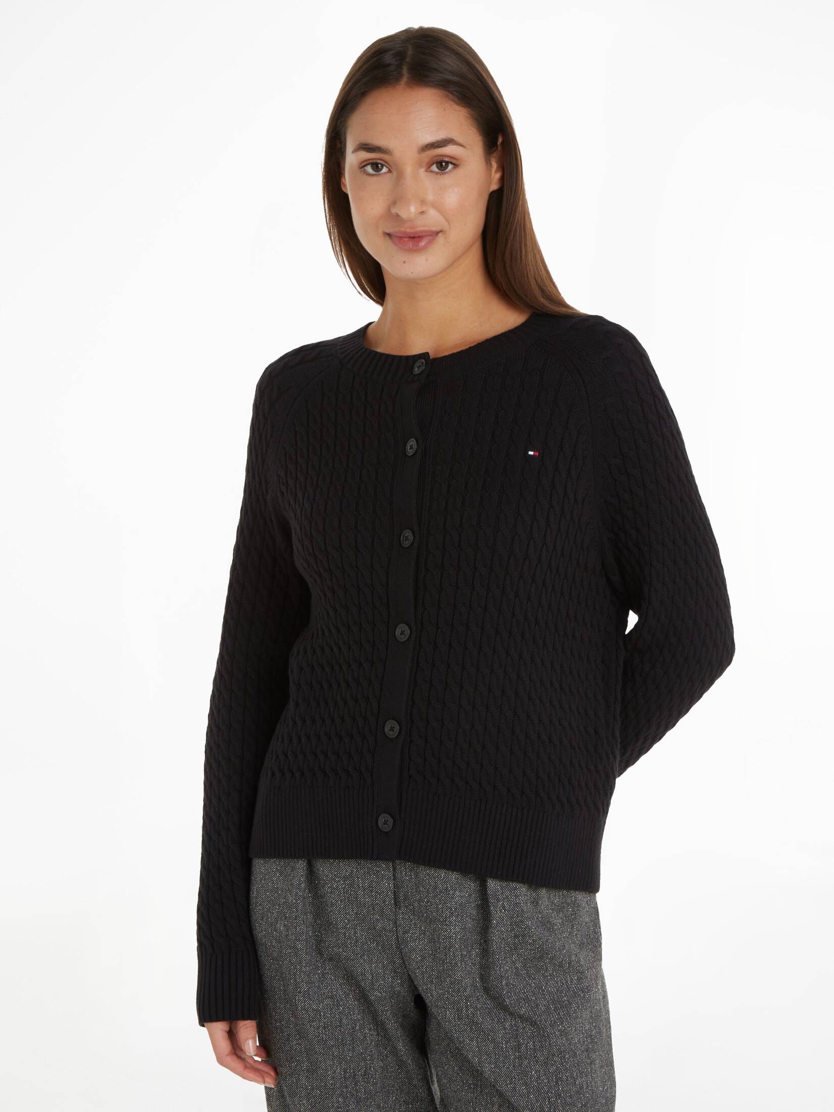 Tommy Hilfiger| Damen Strickjacke CO MINI CABLE C-NK CARDIGAN