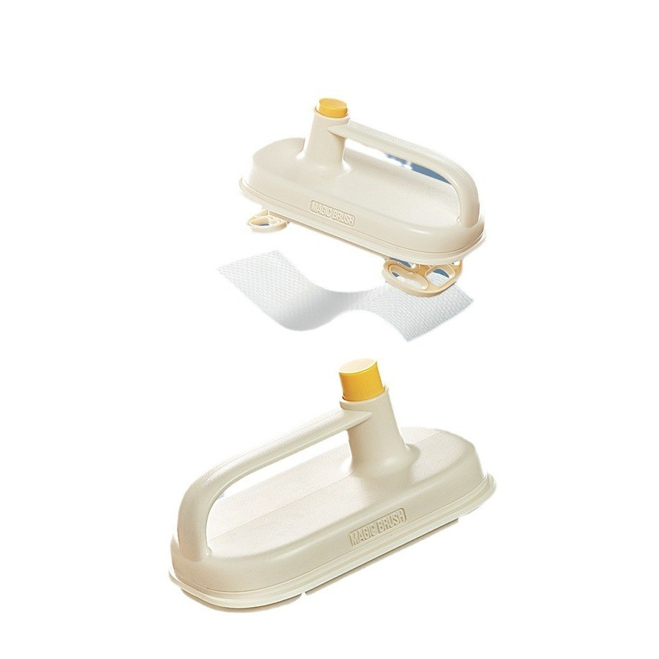 (16x10cm) Küchen Reinigungs Bürste Magic Brush Haushalts Tuch Scrubber inkl. Putztücher - Beige