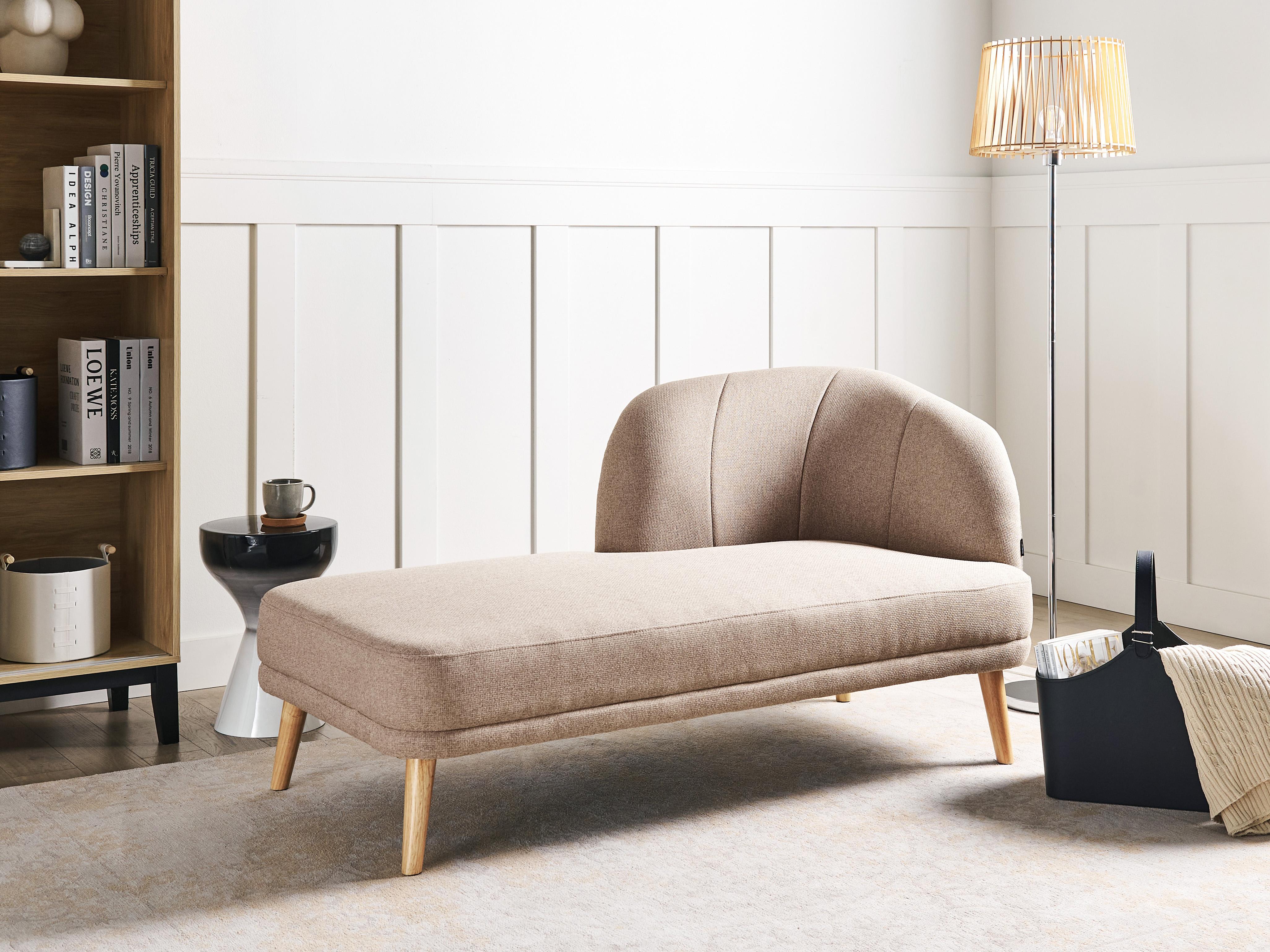 Rechtszijdige chaise longue TANLAY Stof Lichtbruin