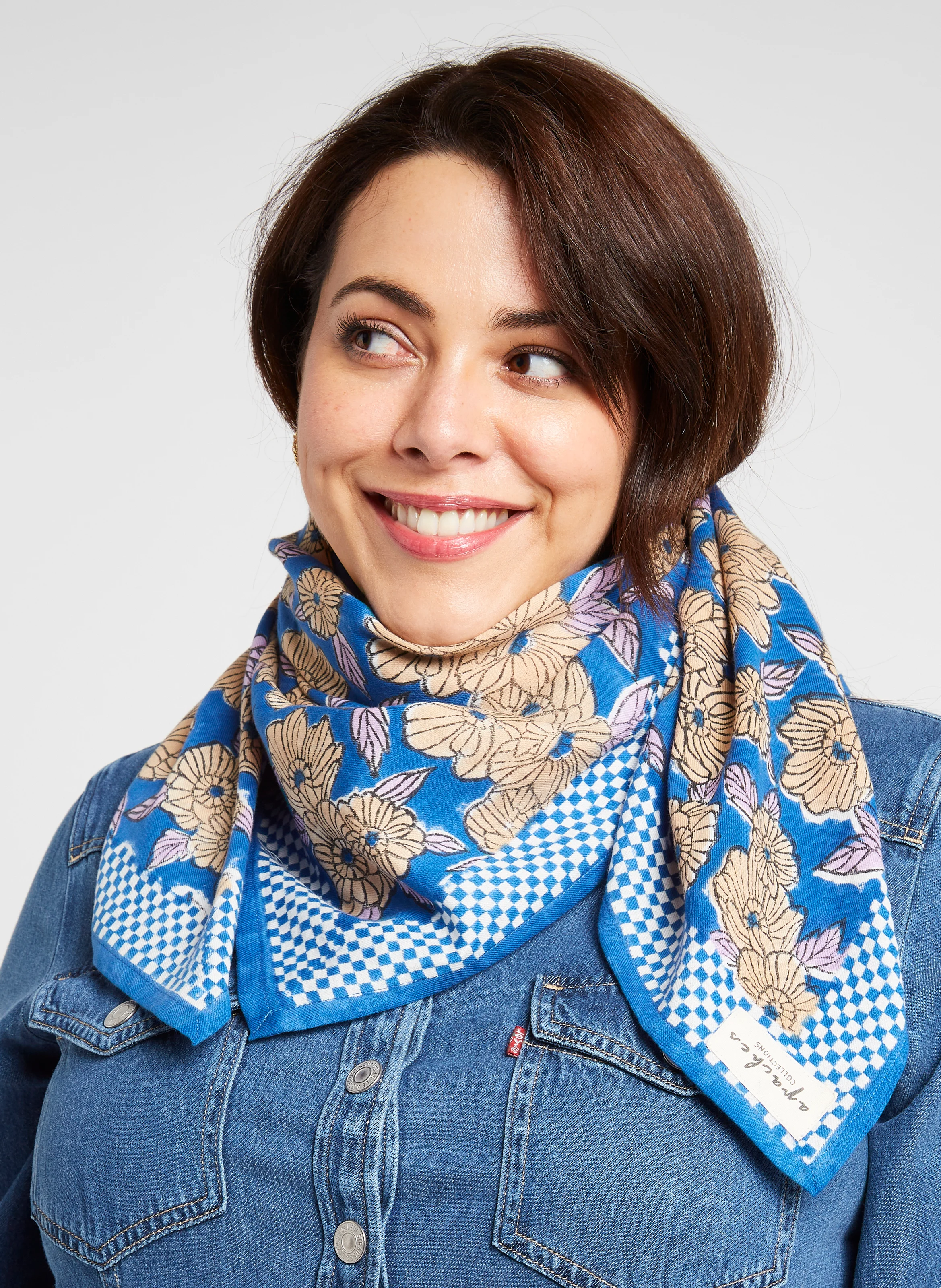 LATIKA - Foulard en coton imprimé | Bleu