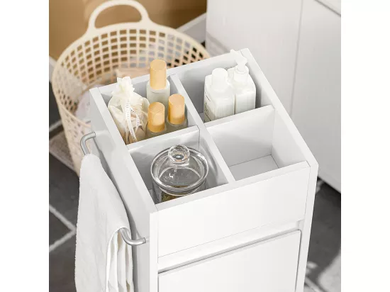 Meuble Demi-Colonne Meuble Bas de Salle de Bain avec 3 Tiroirs, 4 Compartiments, BZR29-W