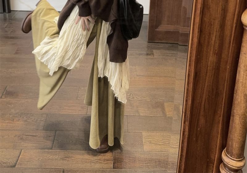 Ever After - Oversized asymmetrische gebreide trui / V-hals lang shirt / Culottes