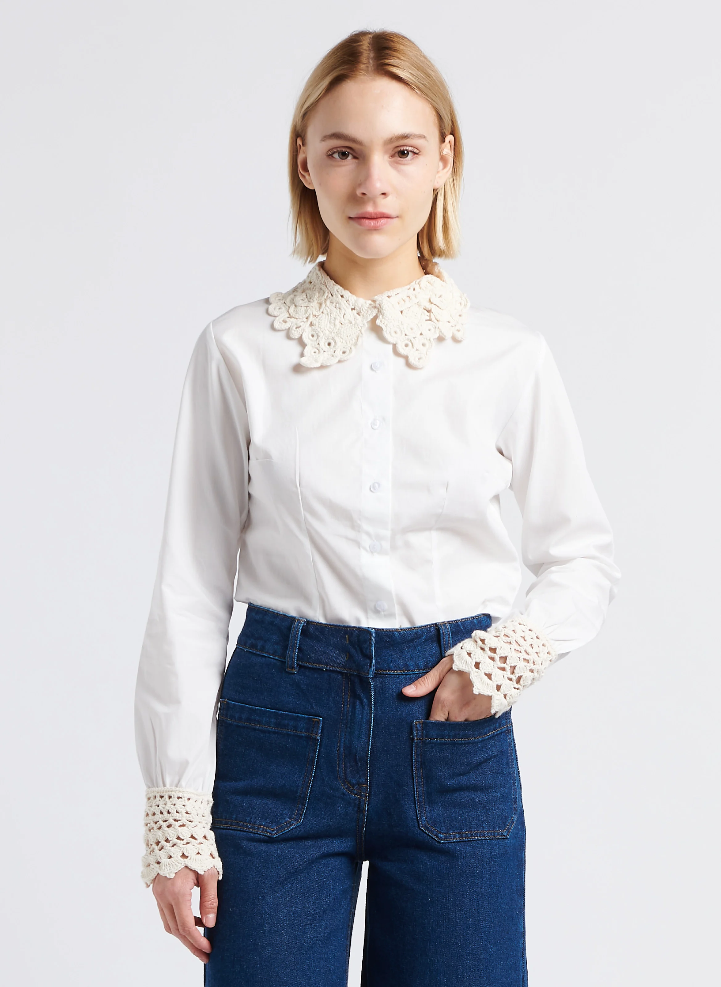 MONIQUE - Chemise col classique en coton bio| Blanc