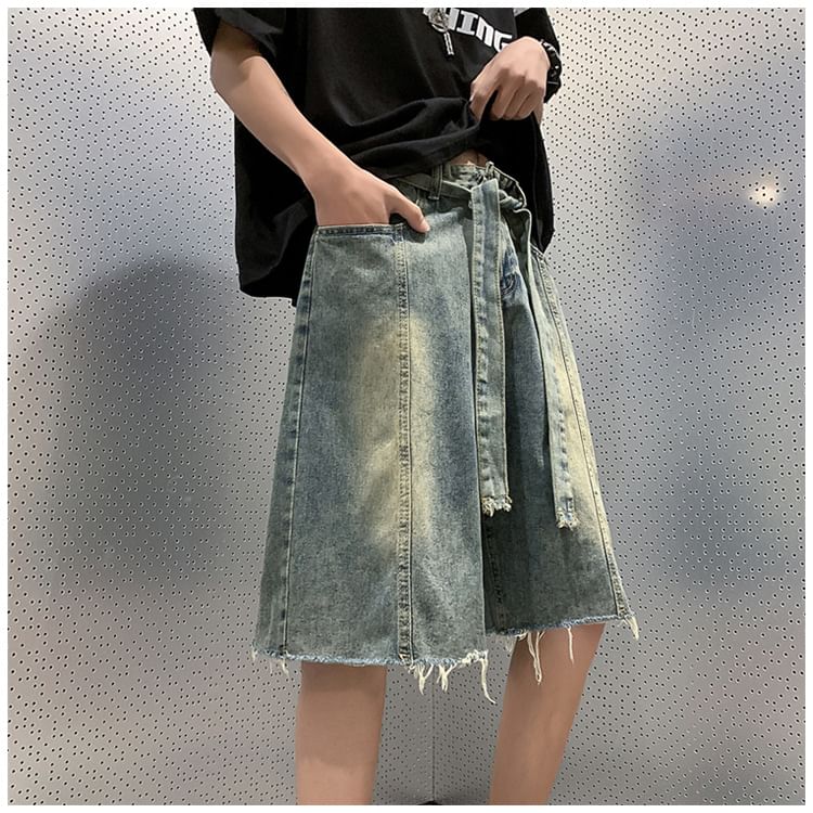 Femilina - Hoge taille gerafelde denim shorts