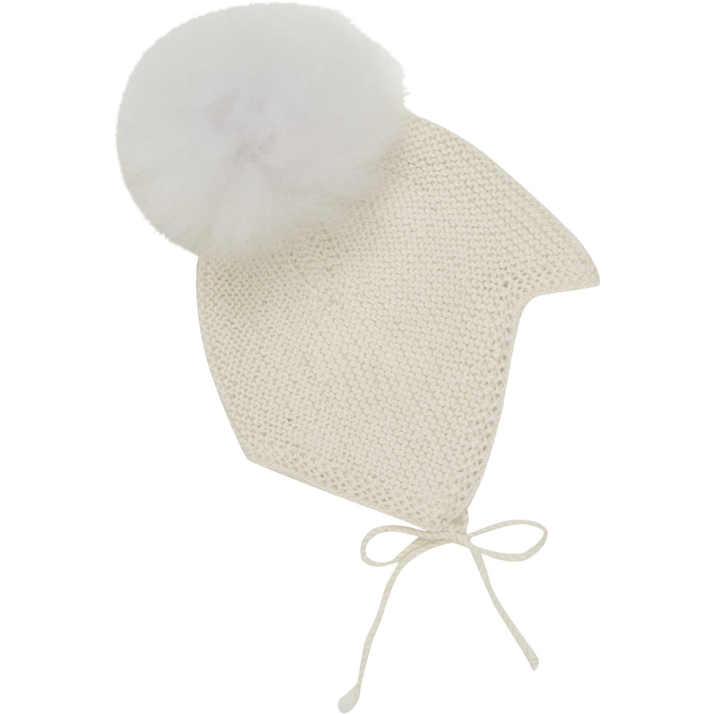 Køb Huttelihut Off-White Bonnet Uld Strik Alpaca Pompom