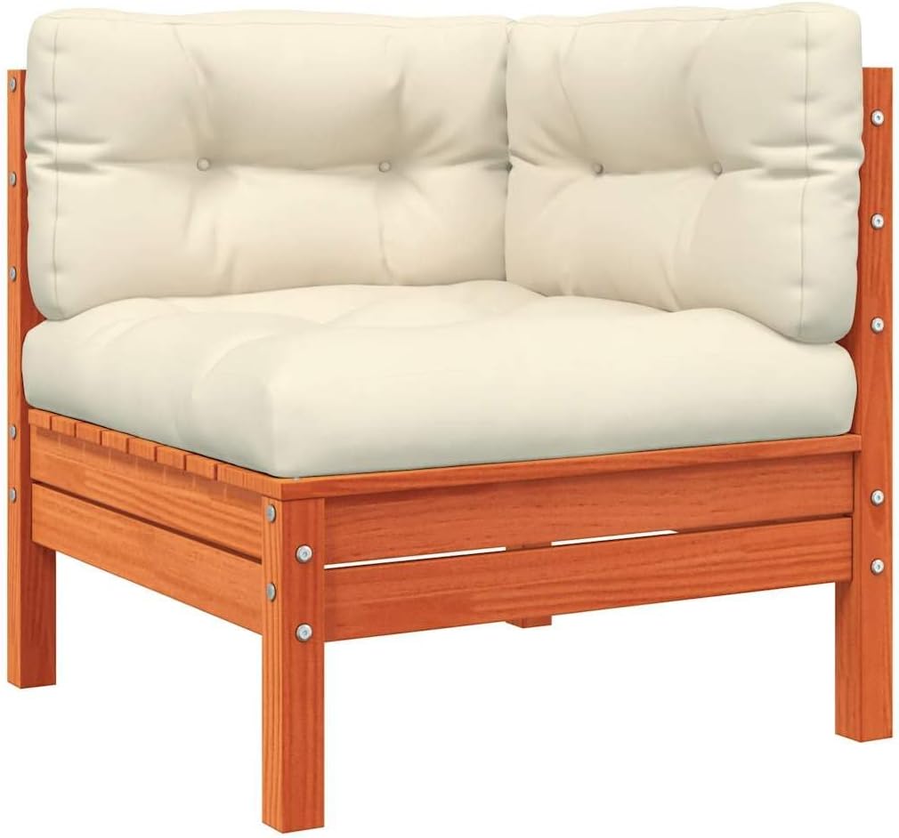 vidaXL Gartensofa 3-Sitzer, Modular Sofa mit Kissen Hocker, Gartensessel Ecksofa mit Lattenrost, Relaxsessel Lounge Sessel Gartenmöbel