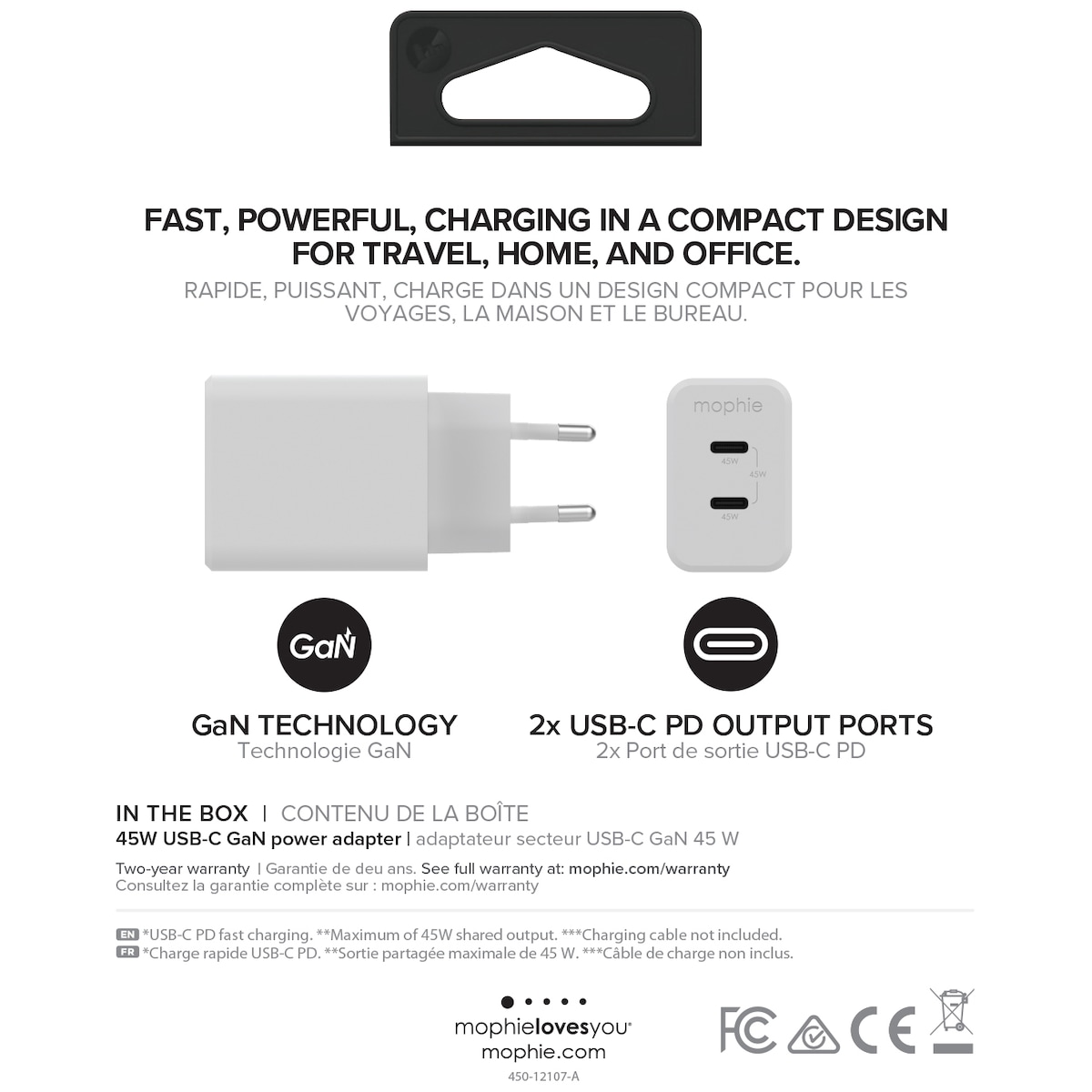 Mophie Speedport 45W GaN vegglader