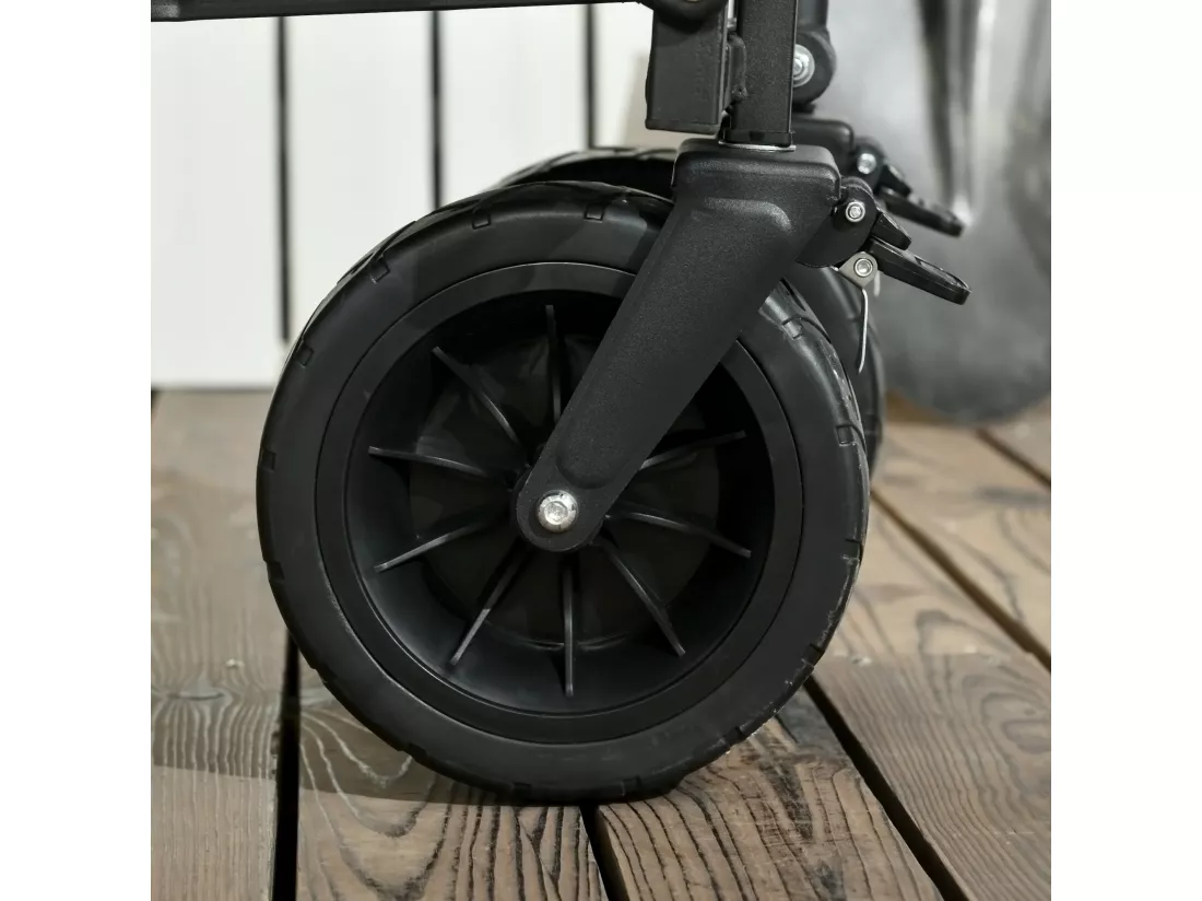 Chariot de jardin 110L pliable 4 roues poignée télescopique réglable porte noir