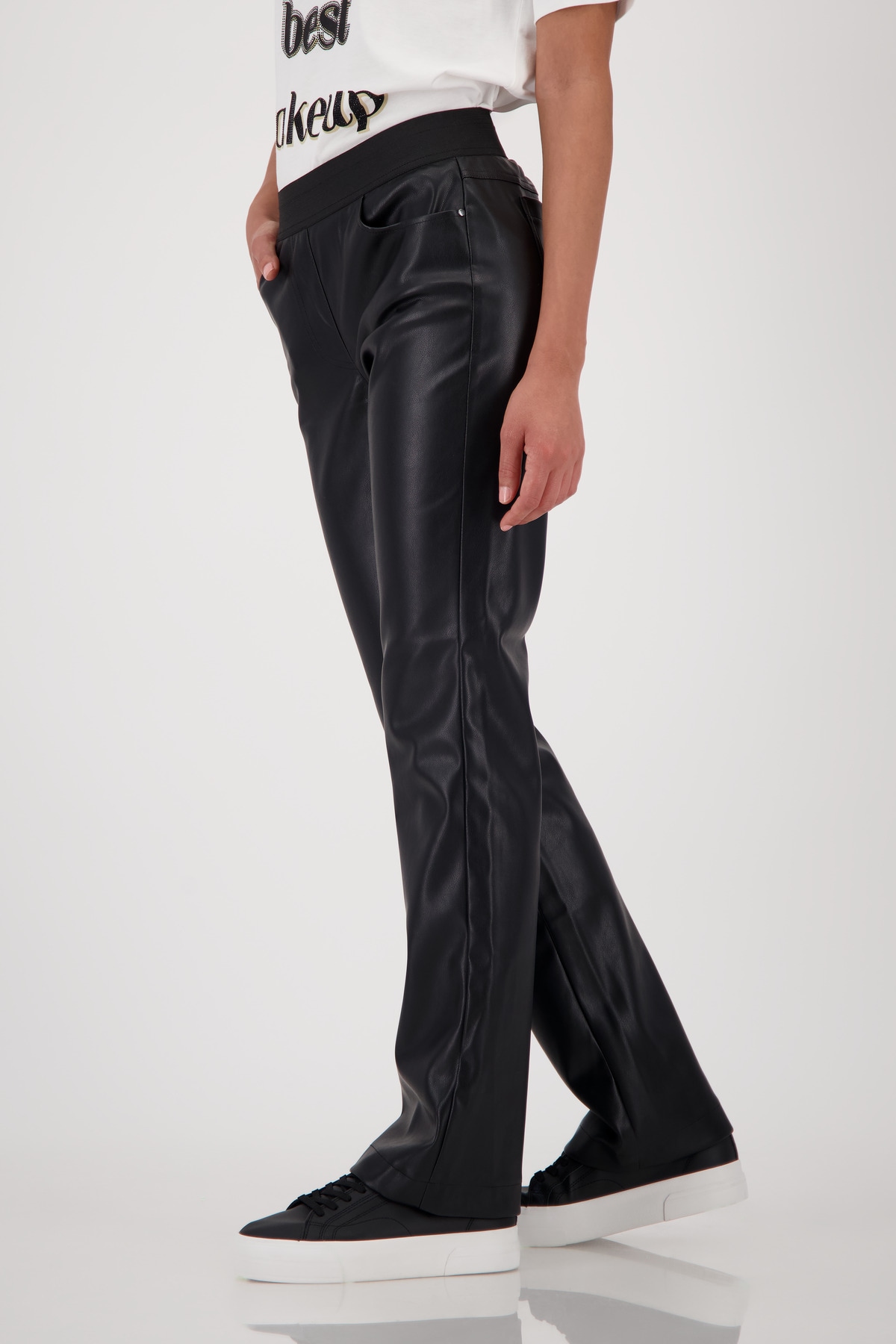 Monari Lederimitathose »Hose Lederimitat Schlupf«  mit elastischem Bund