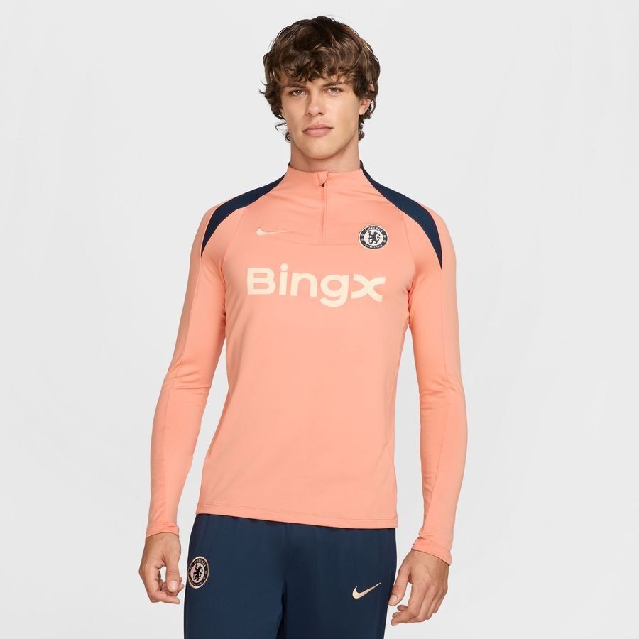 Chelsea Maillot d'Entraînement Dri-FIT Strike Drill - Apricot/Bleu Foncé/Orange