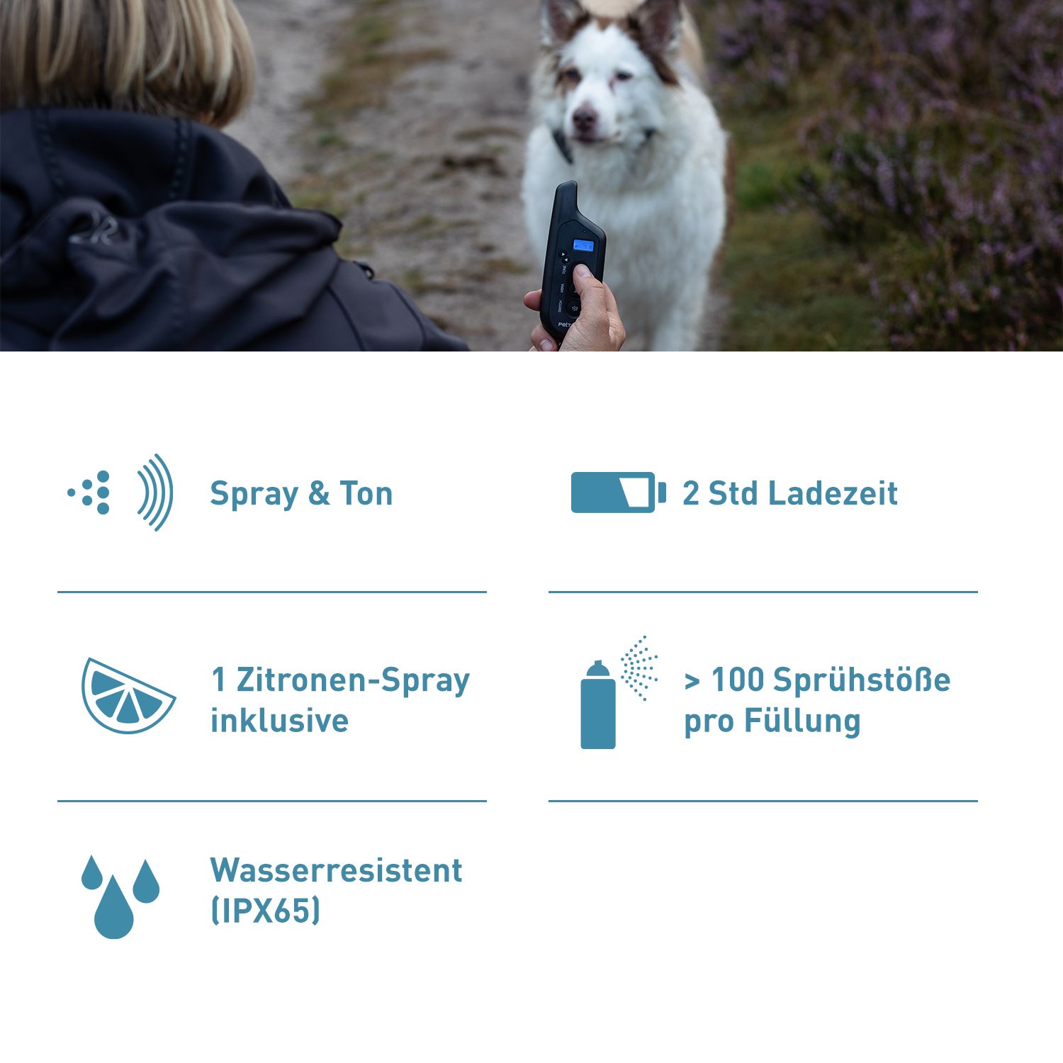 PetTec Spray & Ton Multi-Trainer mit Fernbedienung inkl. Citronella-Spray