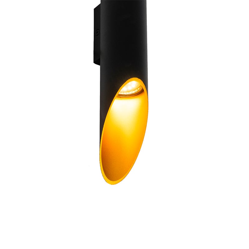 Design wandlamp, zwart met gouden accenten - Organo L.