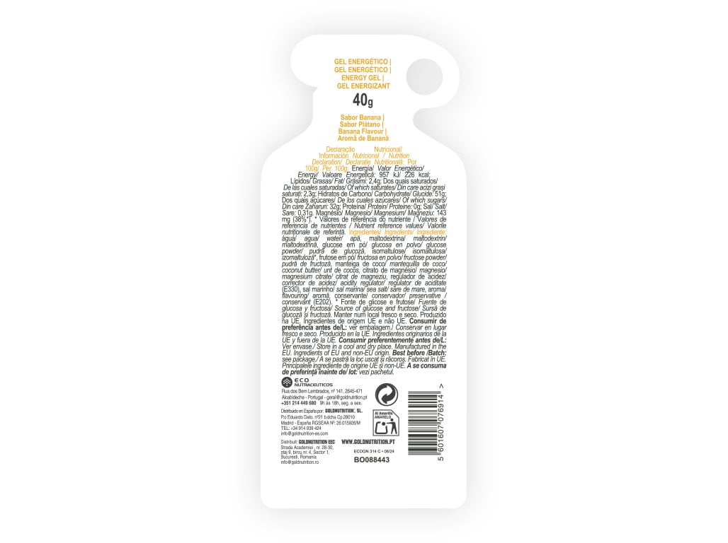GEL ENERGÉTICO GOLDNUTRITION LONGA DURAÇAO BANANA 40 G