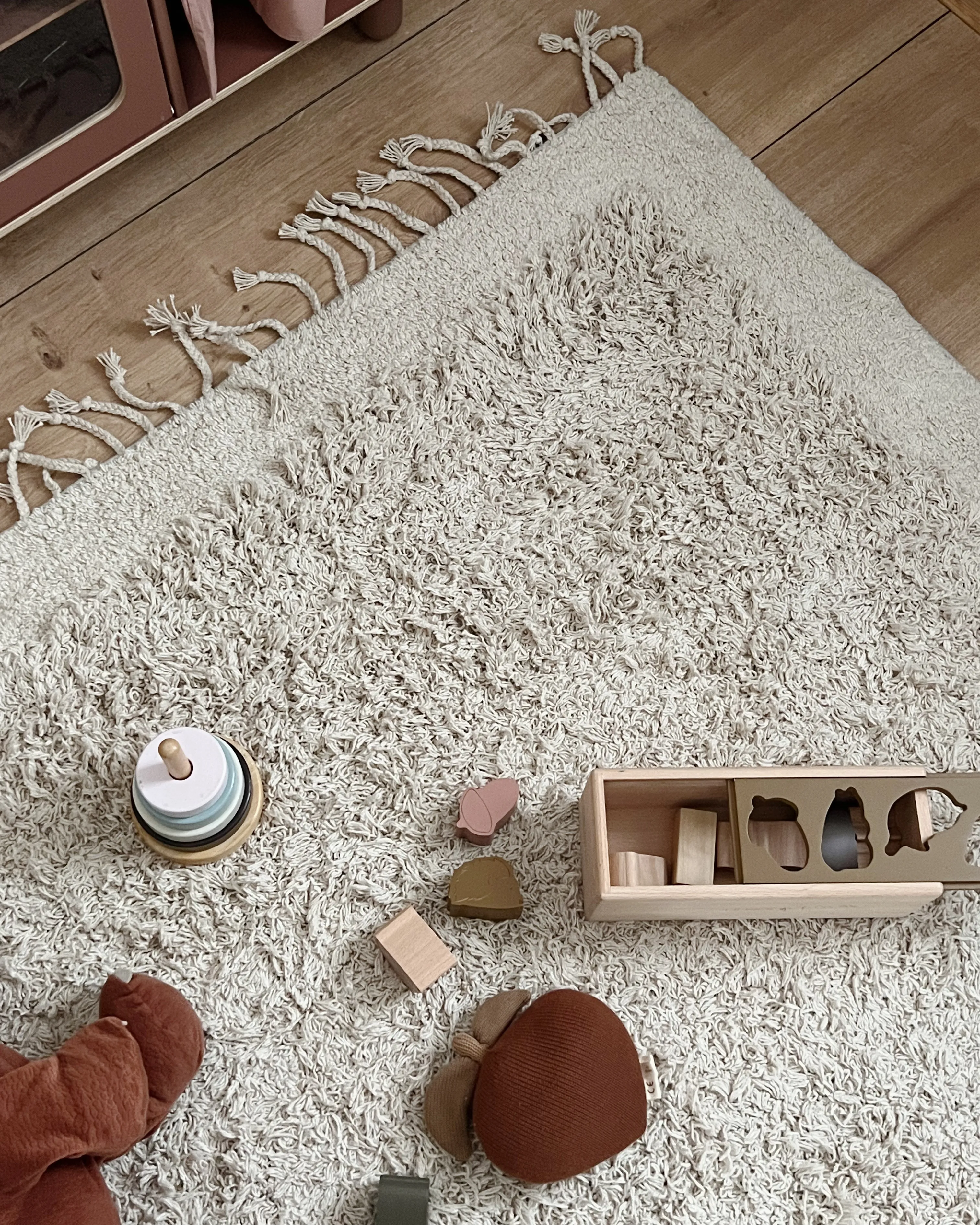 Vloerkleed BITLIS Lichtbeige 140 x 200 cm Katoen