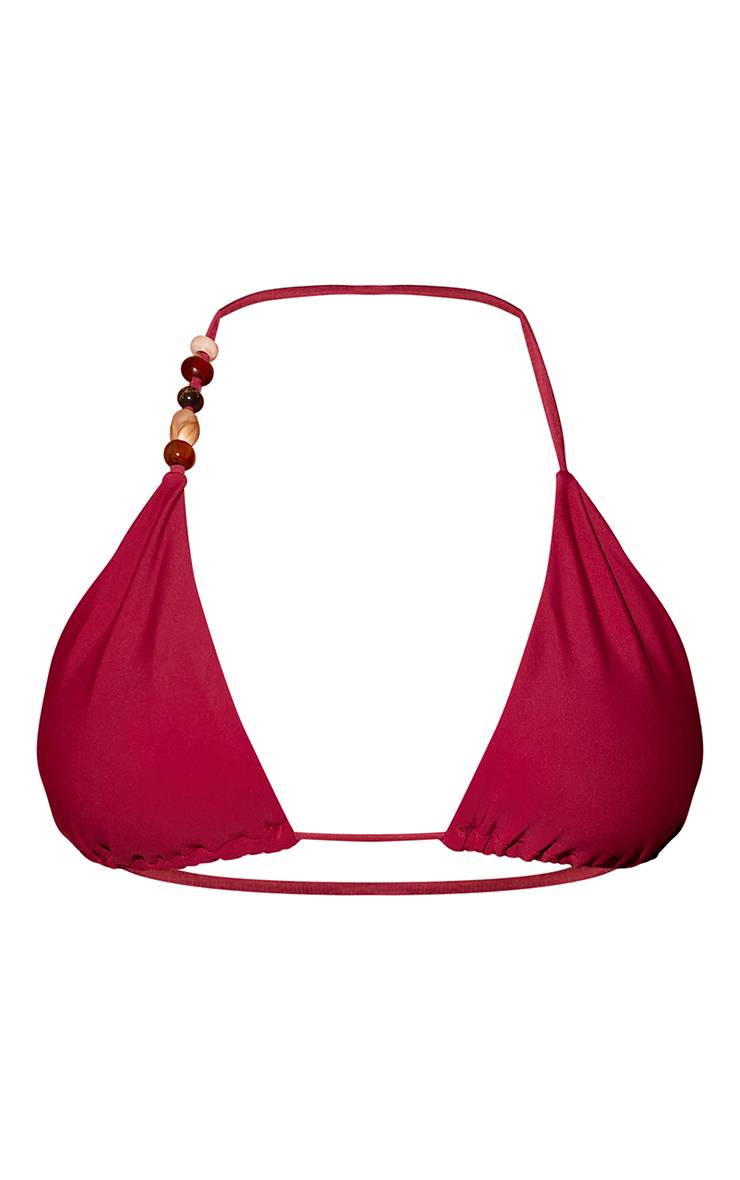 Prune Haut De Bikini Triangle À Bordure De Perles