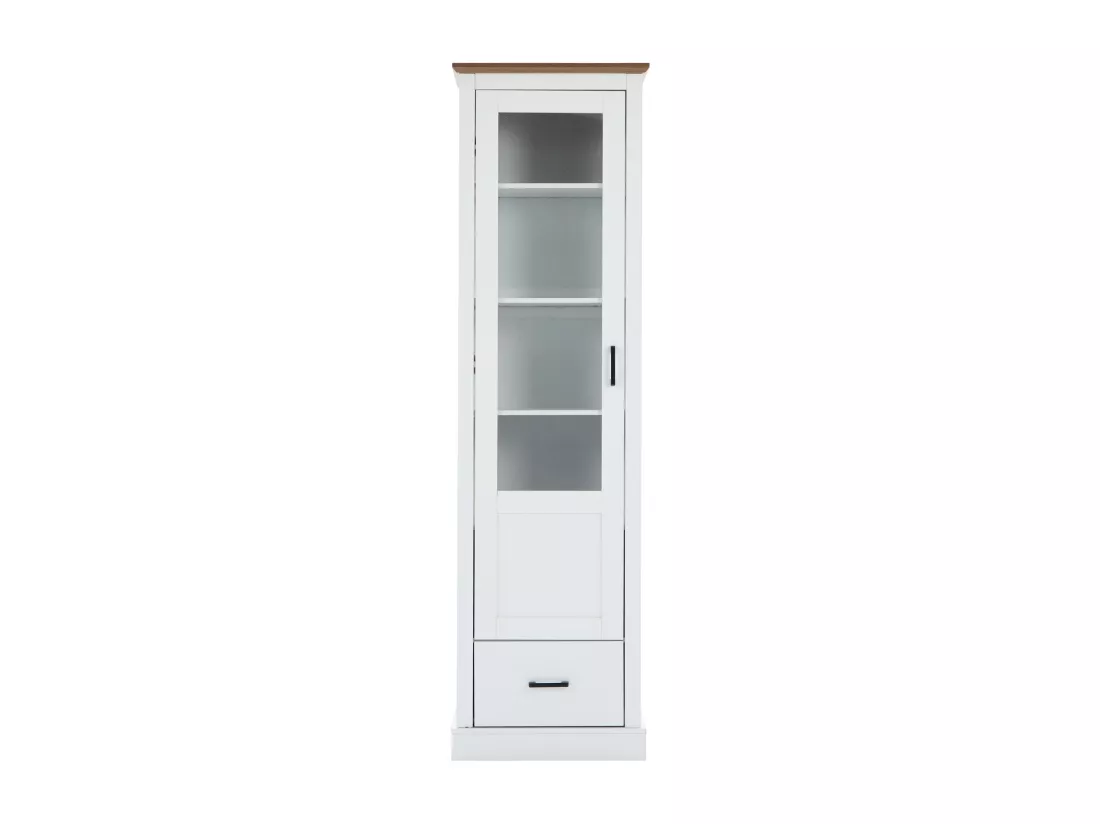 Vitrine LED moderne 50x35x178cm- avec éclairage LED - 1 - avec 1 tiroir - avec 1 porte vitrée - vitrine 5 compartiments - blanc