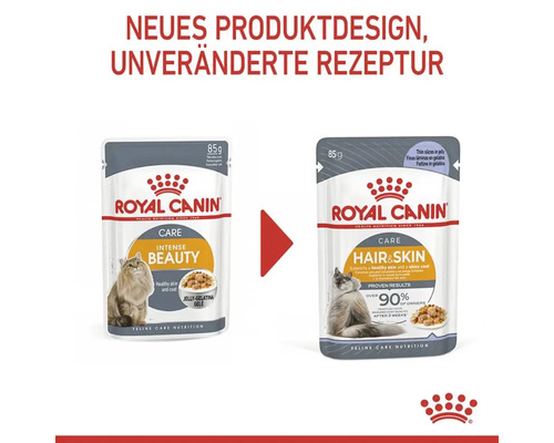 Royal Canin Hair & Skin natvoer voor katten in gelei, ter ondersteuning van een gezonde huid en een glanzende vacht, in gelei, 85 g