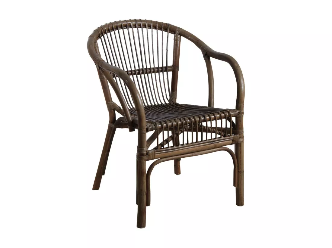Fauteuil en rotin gris Bandung