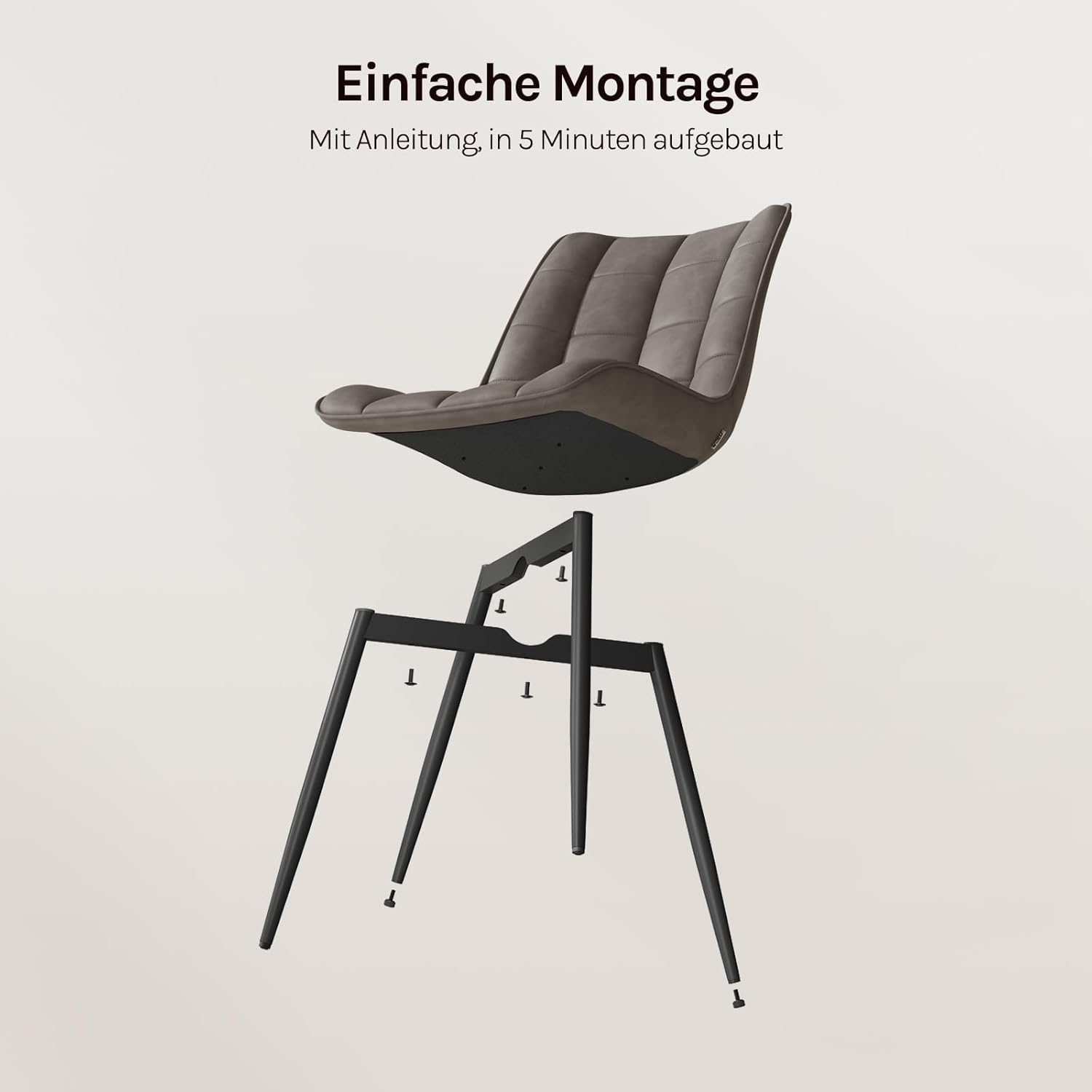 WOLTU Esszimmerstühle 2er Set, für Wohnzimmer Küche Esszimmer, Küchenstühle gepolstert mit Rückenlehne, Sitzfläche aus Kunstleder, mit Metallbeinen, bis 150 kg belastbar, Dunkelgrau