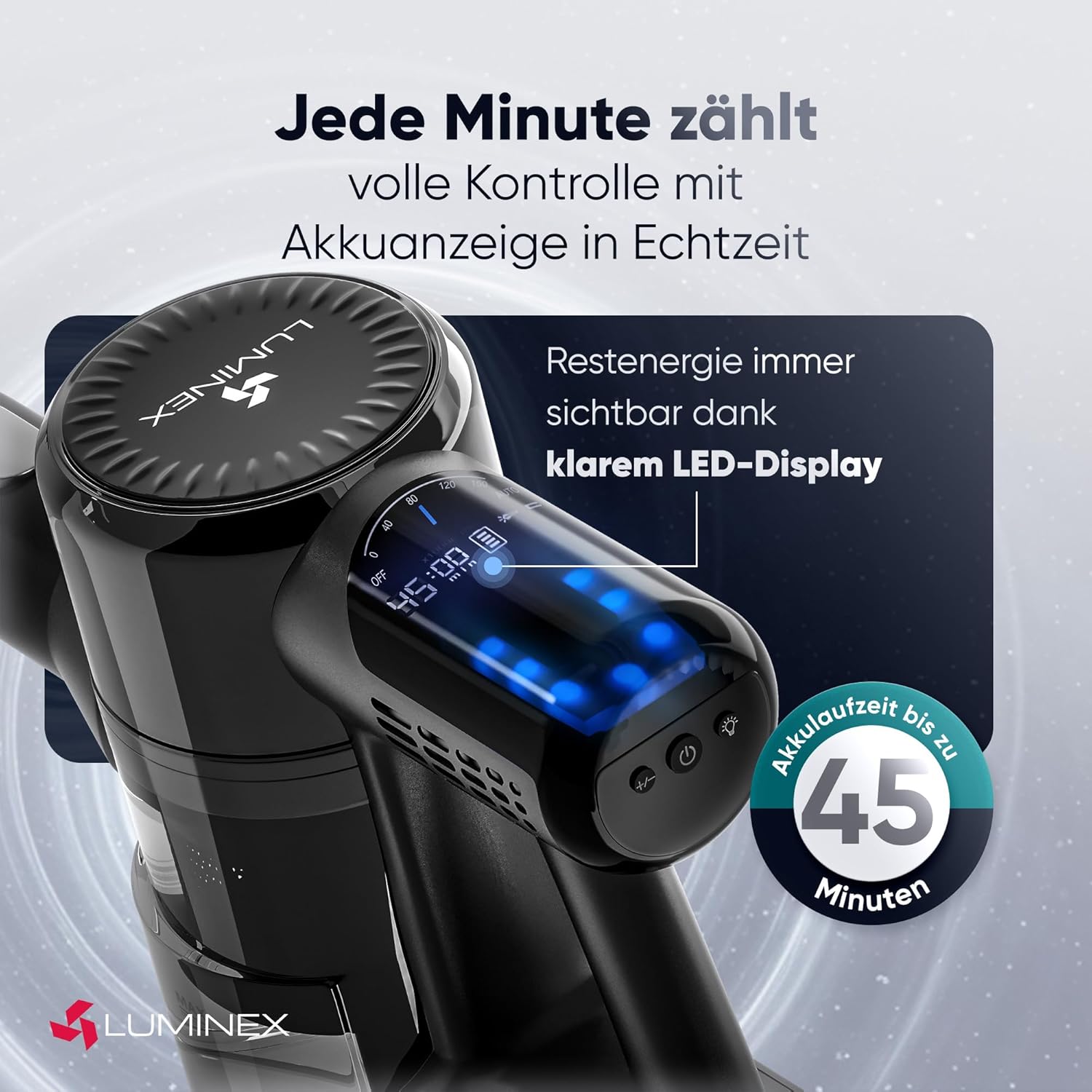 Akkustaubsauger [3-in-1] – kabelloser Staubsauger mit LED-Display & Echtzeit-Akkuanzeige | Anti-Tangle Bürste für Tierhaare | Akkusauger-Komplettset beutellos für Auto, Teppich & Haushalt