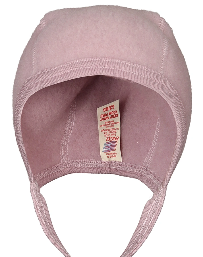 Woll-Fleecemütze BONNET zum Binden in rosenholz melange