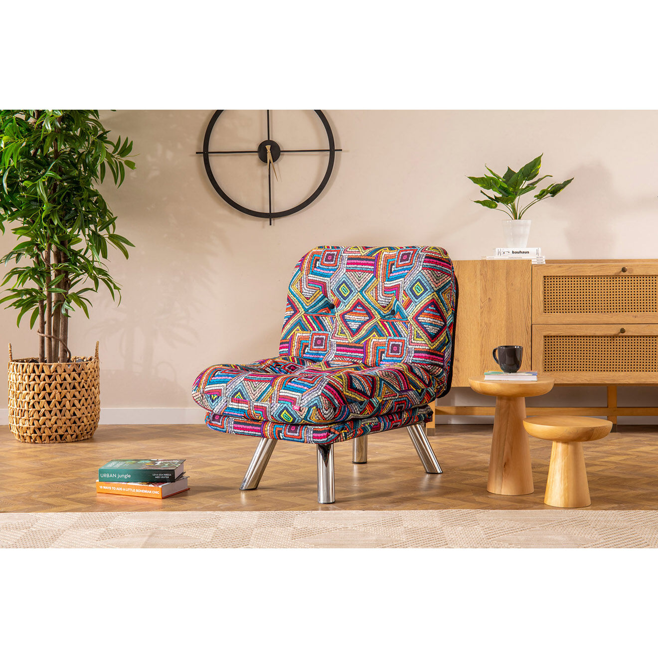 Homitis Fauteuil convertible pouf Misa multicolore - 120x68x26 cm