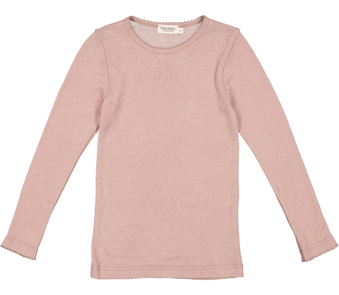 Tamra, Uld Pointelle T-shirt - Burnt Rose