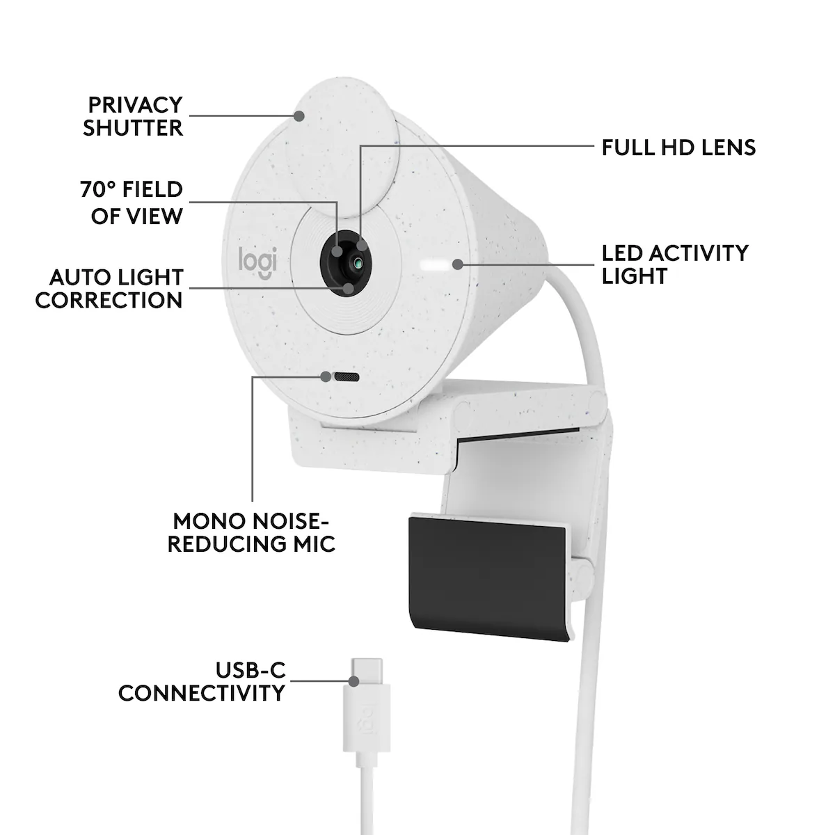 Logitech Brio 300 webkamera (hvit)