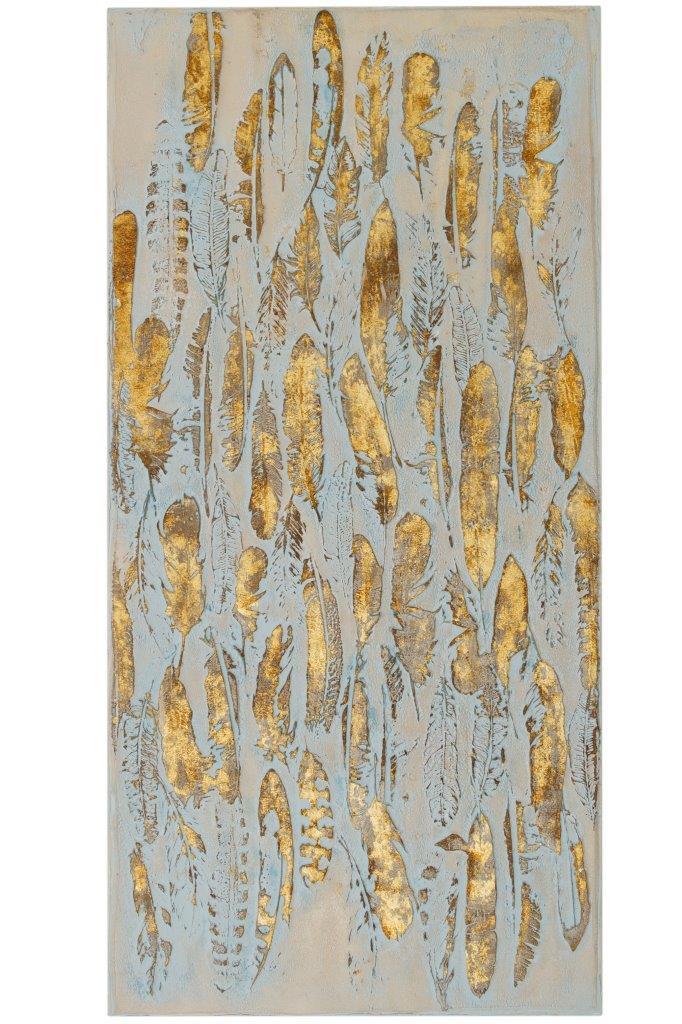 Ölbild MADIE - goldfarbend-weiß - 100x50 cm