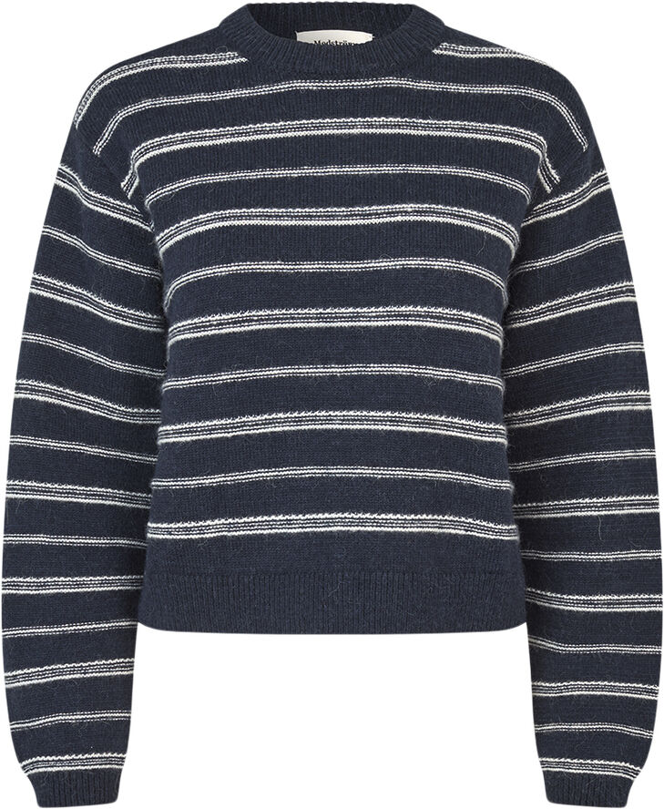 Modström LineusMD stripe o-neck Navy sky soft white stripe