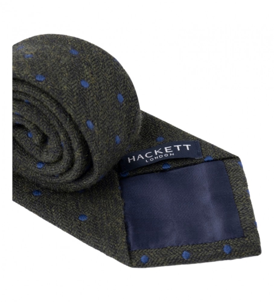 Gravata Hackett de lã mista com bolinhas verdes