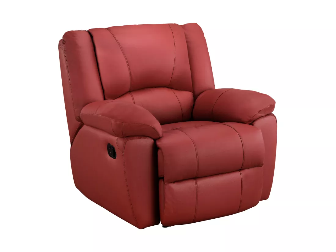 Canapé 3 places 2 places et fauteuil relax en cuir de vachette rouge AROMA