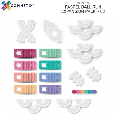 Connetix Magnetiske Byggeklosser Kulebane Pastel Utvidelsessett 80 Deler