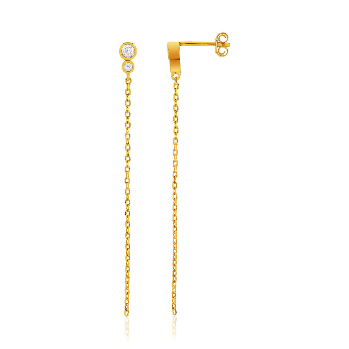 Boucles d'oreilles pendants plaqué or zirconias