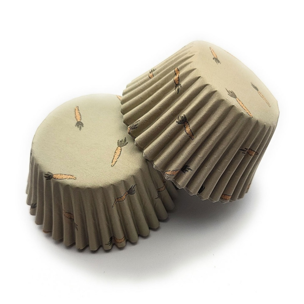 (50er Set) Einweg Papier Cupcake Förmchen Muffin Form Backform - Carrot