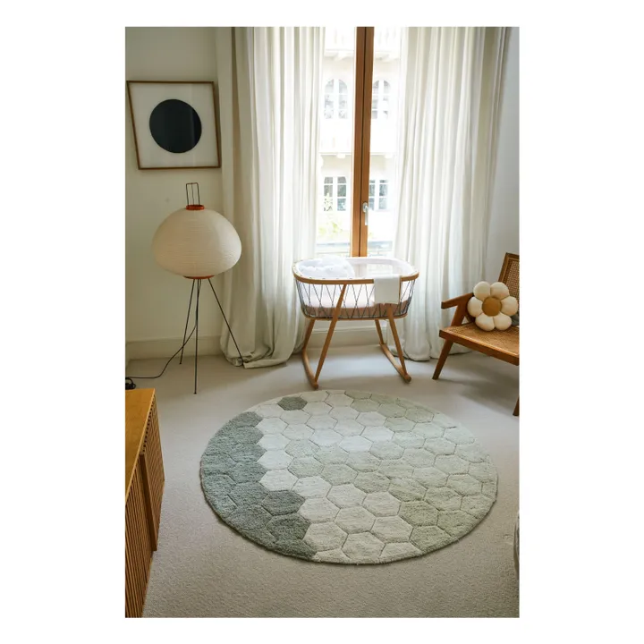 Lorena Canals Tapis rond Honeycomb | Bleu gris