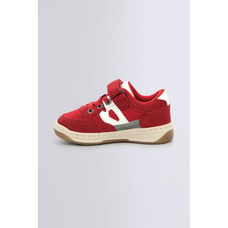 KIKOUAK ROUGE BLANC BASKETS BASSES Cuir Garçon