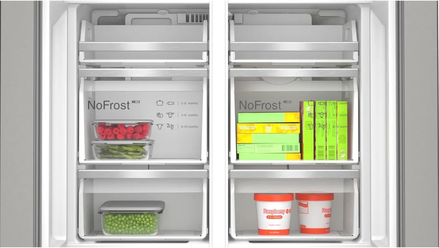 Bosch KFD96APEA, Serie 6, Smarter XXL-French Door Kühlschrank, 183 x 90,5 cm, 375 L Kühlen & 199 L Gefrieren, NoFrost, Eis- und Wasserspender, VitaFresh für längere Frische, Gebürsteter Stahl
