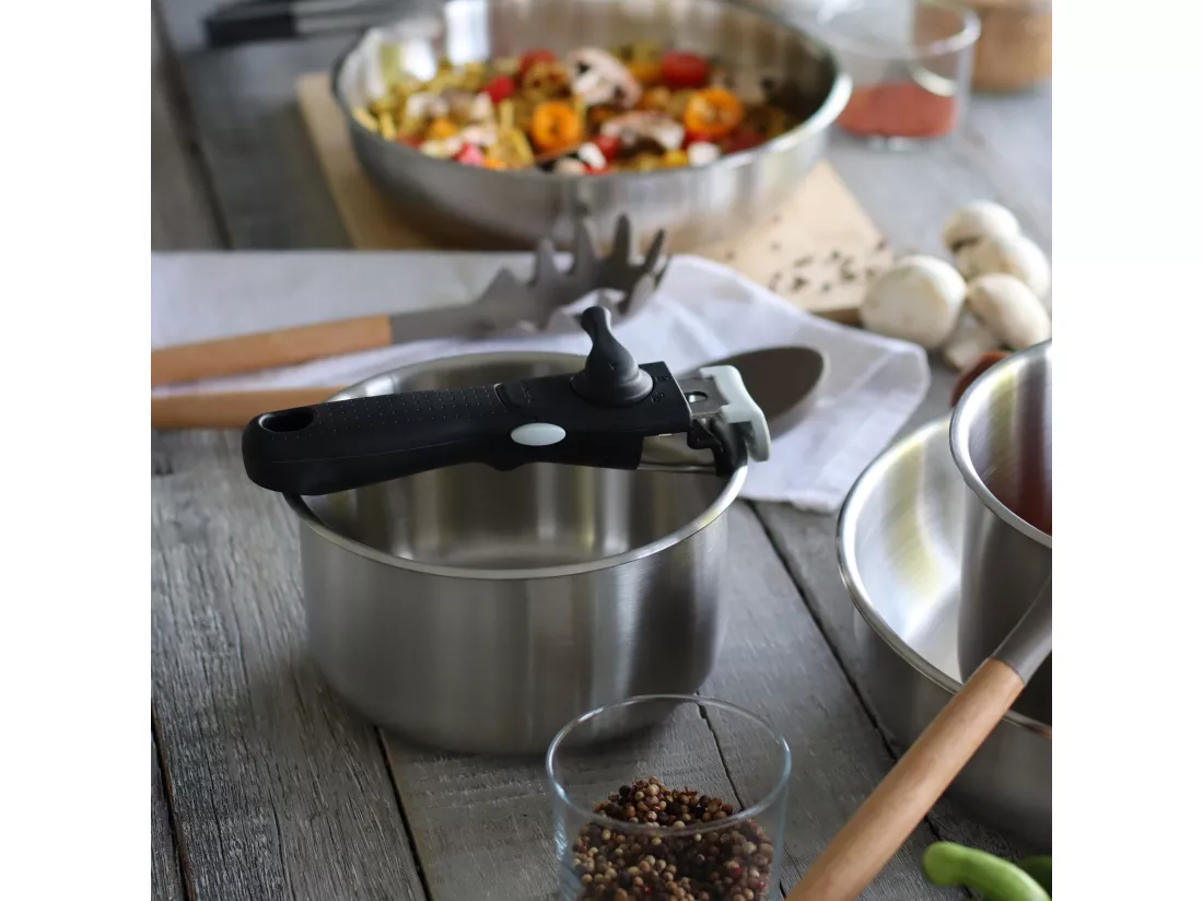 Menastyl - Set 4 Casseroles Iris En Acier Inoxydable+poignee Induction 16/18 Et 20cm