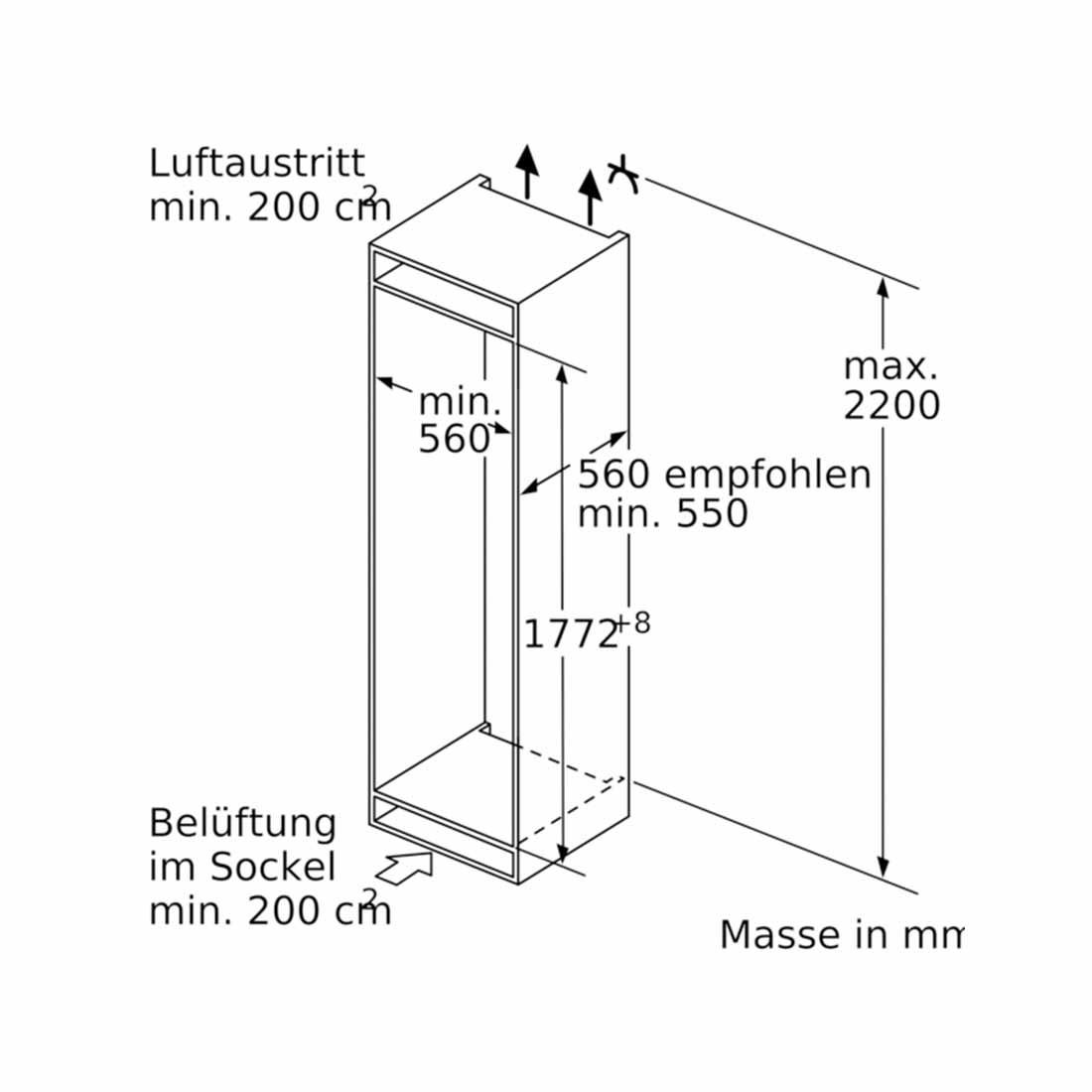 Bosch KIS87ADE0H Einbau Kühl- und Gefrierkombination 270 Liter