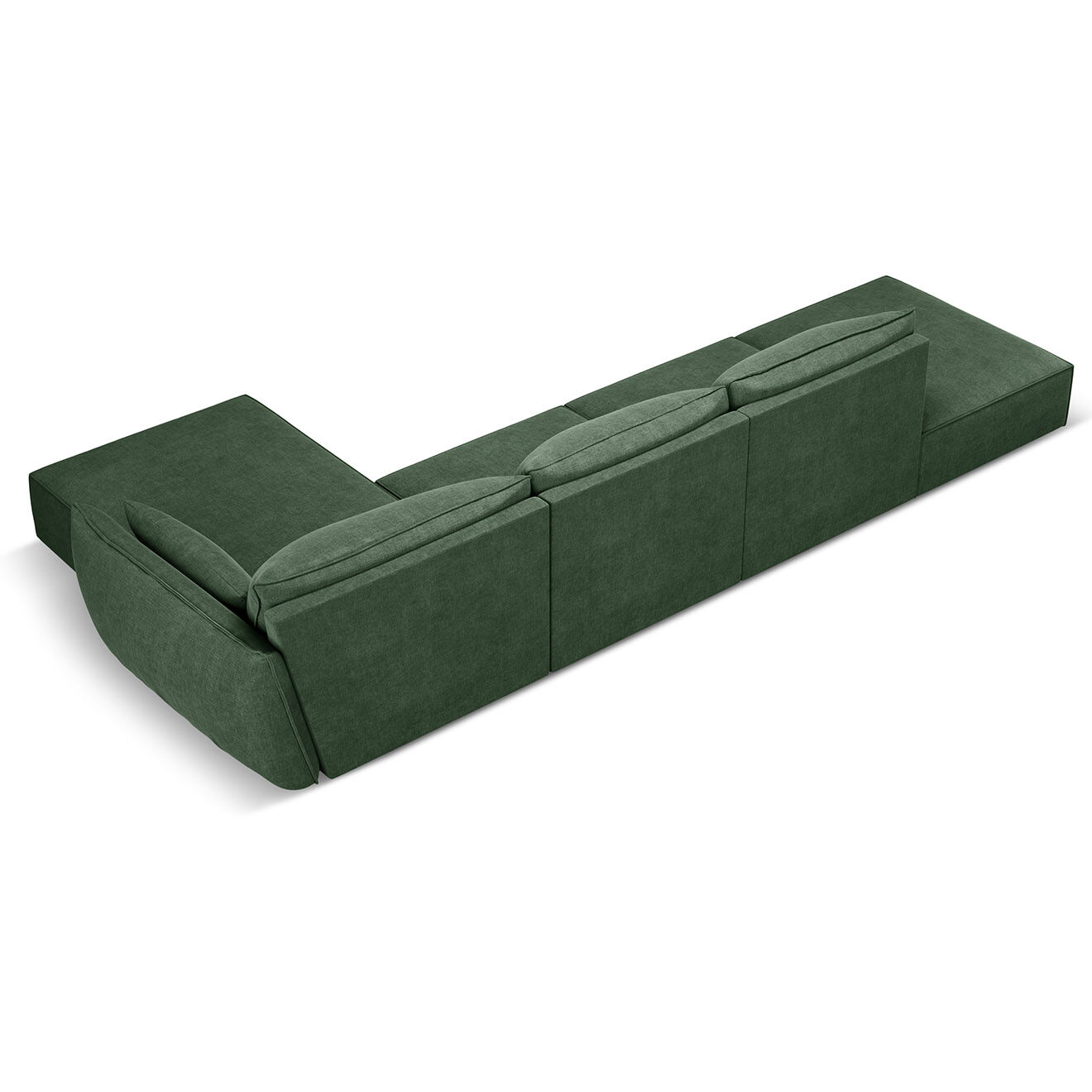Mazzini Sofas Canapé D'Angle Droit Vanda 5 Places 1 vert bouteille - 386x166x85 cm