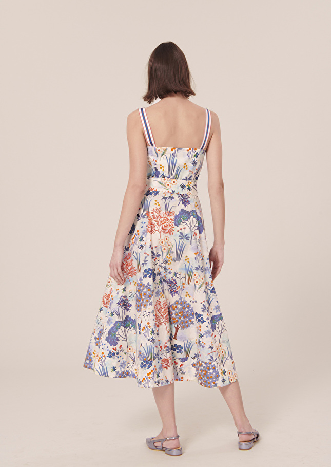 Robe Raquelinableue imprimée fleuri en popeline