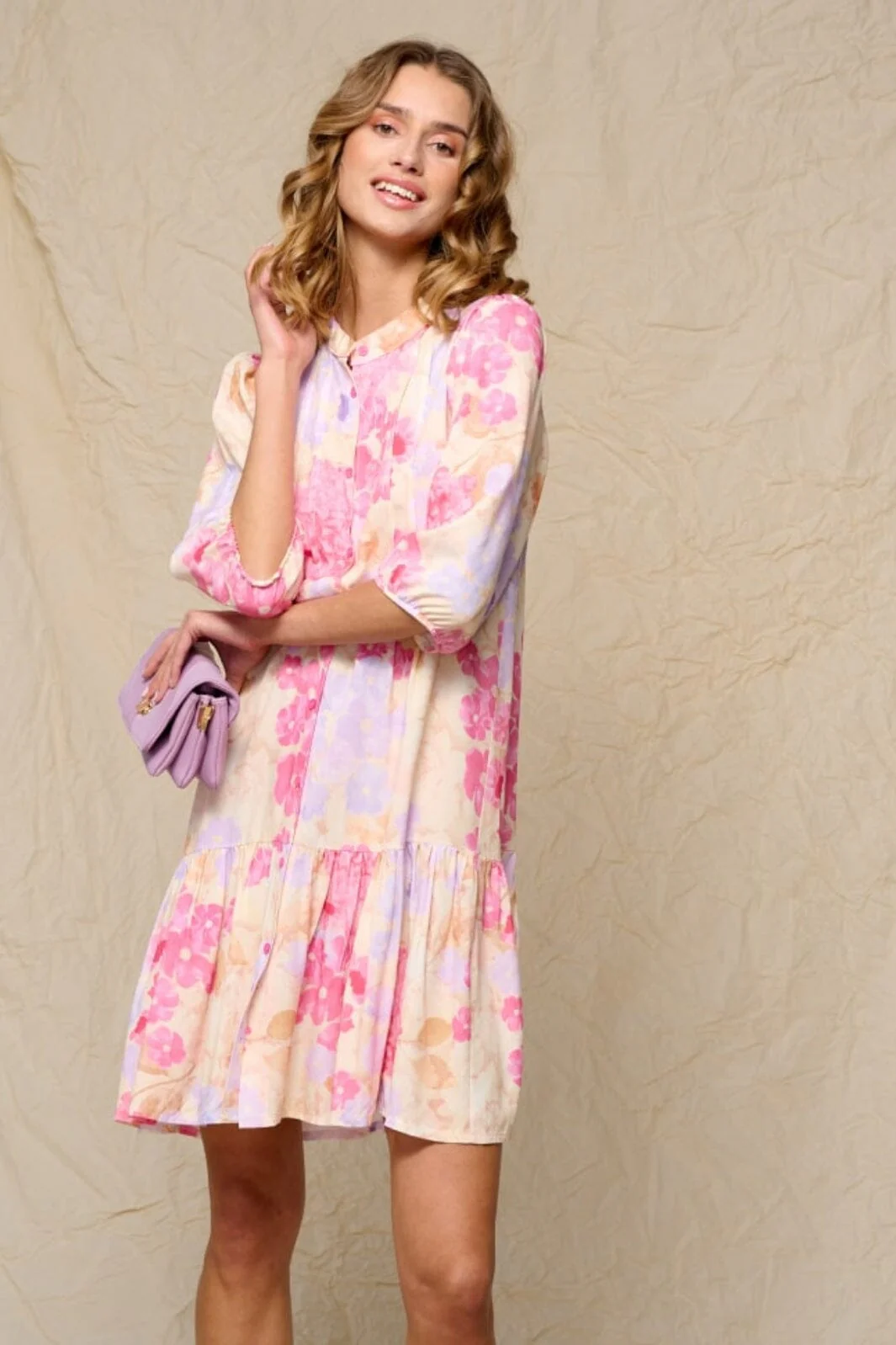 Noella Imogene sh. Dress pink lilac sand mix