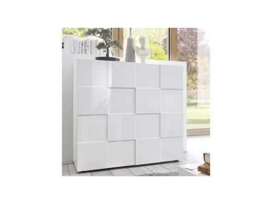 Vaisselier 2 portes Laqué Blanc brillant - TICATO