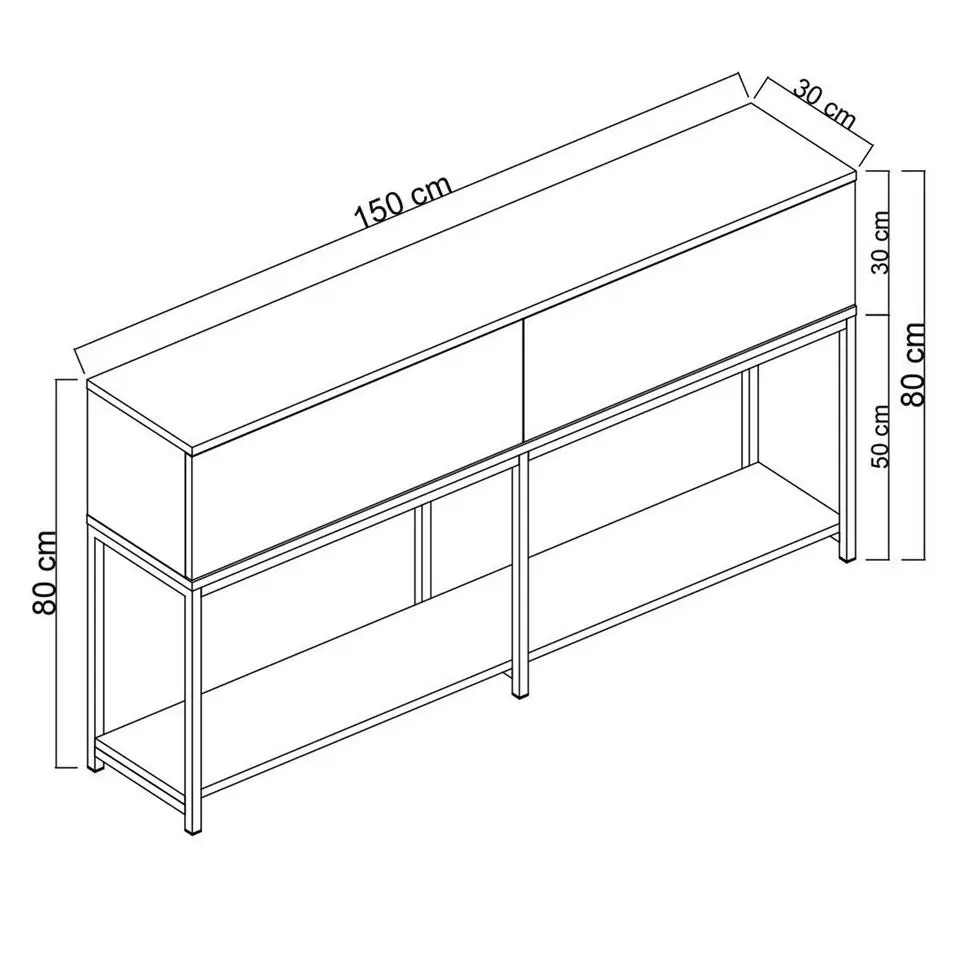 CALICOSY - Console 2 neerklapbare deuren LORD - 30x150x80 cm