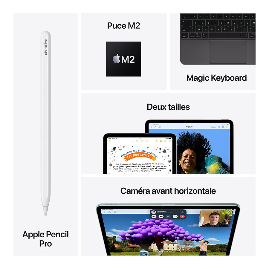 Apple iPad Air M2 2024 11 pouces Wi-Fi - 256 Go - Mauve